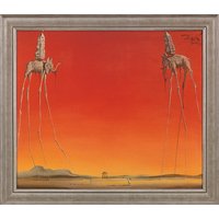 Salvador Dalí: Bild 'Les Éléphants' (1948), gerahmt
