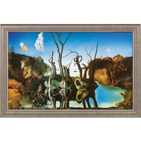 Salvador Dalí: Bild 'Schwäne spiegeln Elefanten wider' (1937), gerahmt