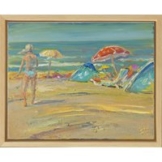 Sibylle Bross: Bild 'Sie geht zum Strand' (2018) (Original / Unikat), gerahmt