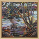 Sibylle Bross: Bild 'Sommer am Buchenbach' (2020) (Original / Unikat), gerahmt