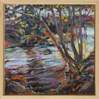 Sibylle Bross: Bild 'Sommer am Buchenbach' (2020) (Original / Unikat), gerahmt