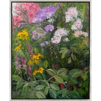 Ute Meyer: Bild 'Blütenfülle / Phlox mit Ligularien' (2015) (Original / Unikat), gerahmt