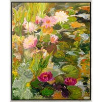 Ute Meyer: Bild 'Seerosenblüte im Juli' (2025) (Original / Unikat), gerahmt