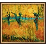 Vincent van Gogh: Bild 'Weiden bei Sonnenuntergang' (1888), gerahmt