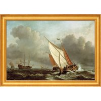 Willem van de Velde: Bild 'Schiff in stürmischer See' (1671), gerahmt