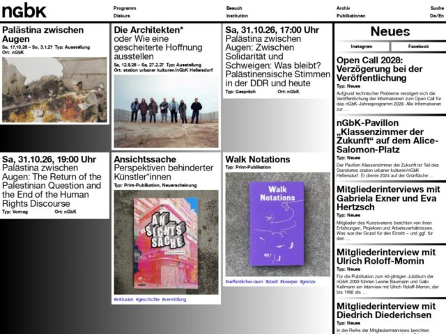 Startseite der Website von nGbK